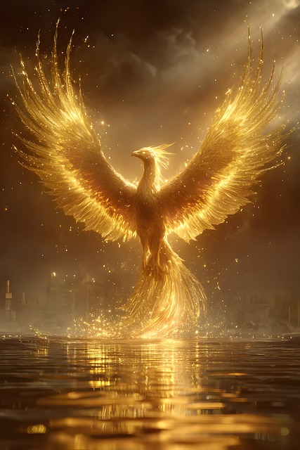 Free phoenix golden wings illustration