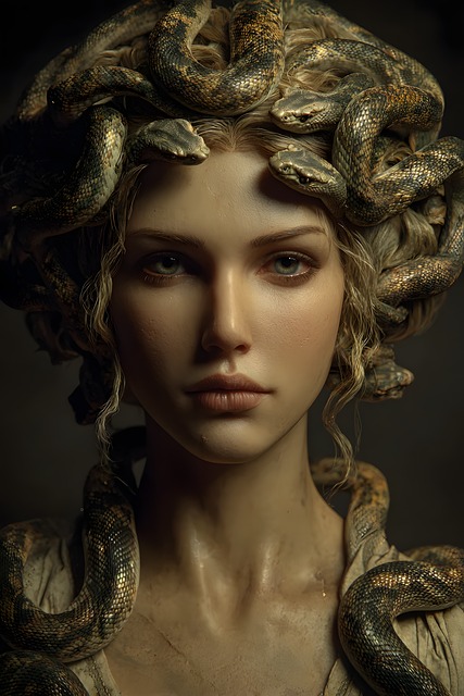Free medusa snakes face illustration