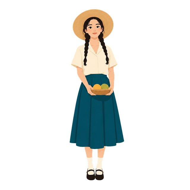 Free woman straw hat fruit vector