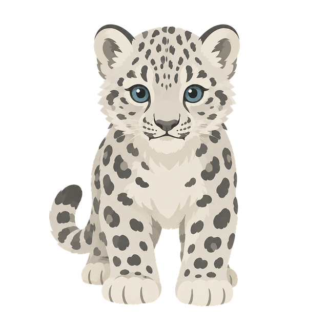 Free snow leopard cub wild cat animal illustration