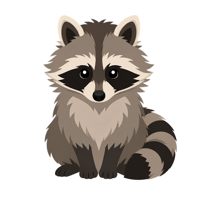 Free raccoon masked face animated illustration