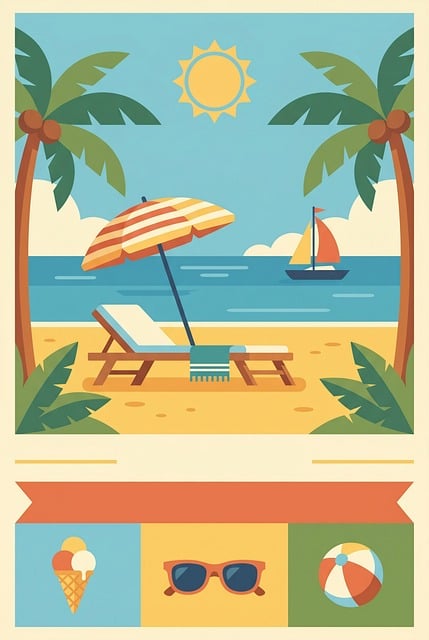 Free summer beach palm tree illustration