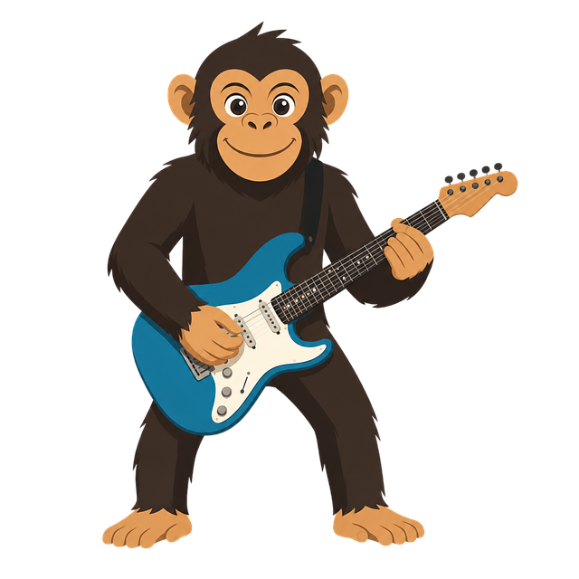 Free monkey chimpanzee electric guitar vector