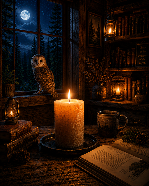 Free Candle Owl illustration and picture