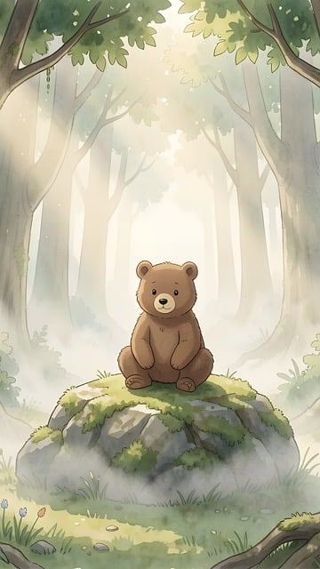 Free bear cub forest nature illustration