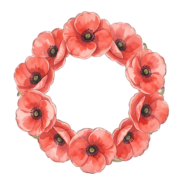 Free wreath poppies flower illustration