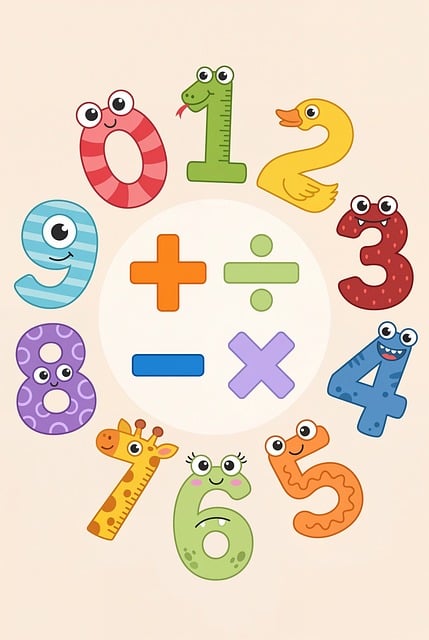 Free numbers children mathematics illustration