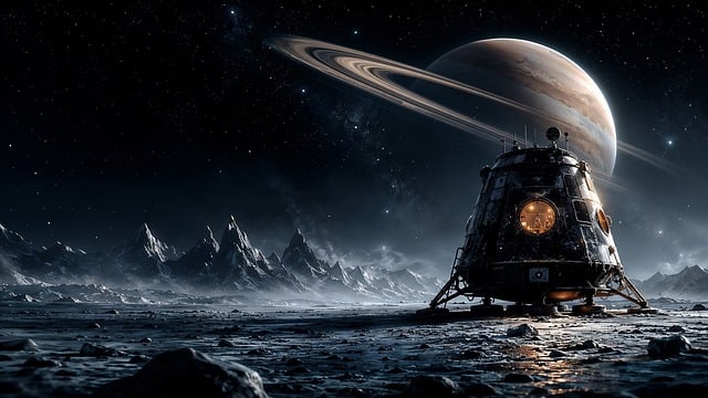 Free spacecraft moon icy surface illustration