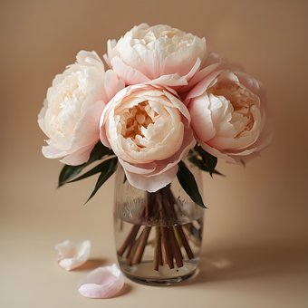 Free Peonies Flowers In Vase photo and picture