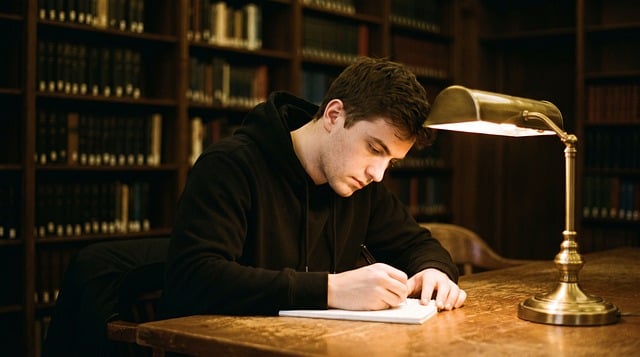 Free man library writing illustration