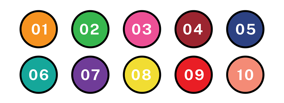 Numere, Cercuri Colorate, Fundal Negru