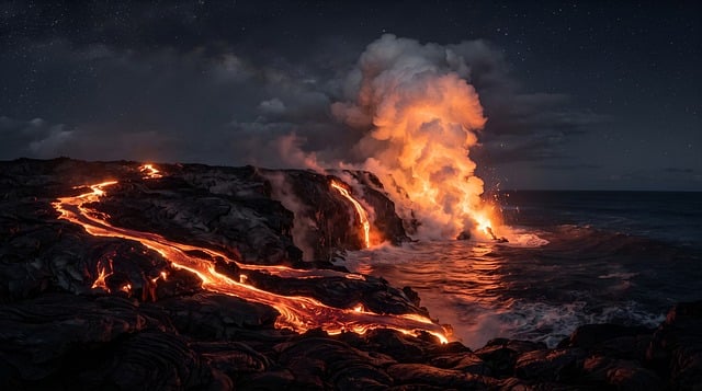 Free volcano eruption lava flow illustration