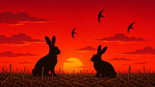 Haas, Natuur, Silhouet, Zonsondergang