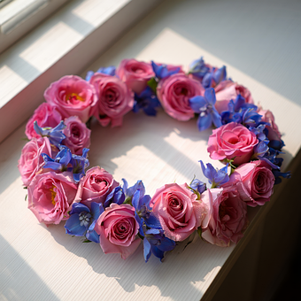 Roser, Blå Blomster, Blomsterkrans