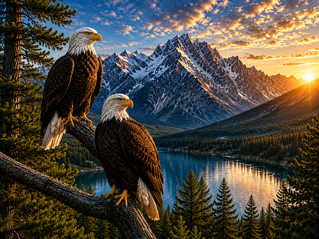 Free Bald Eagle Mountains illustration and picture