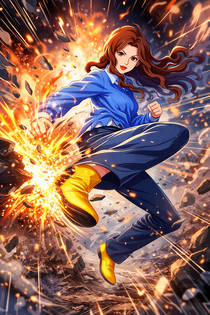 Free animation woman fight illustration