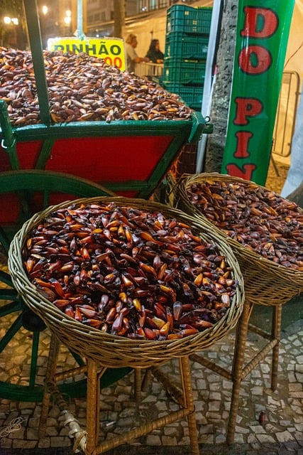 Pinhão, Cesto, Tradicional, Noite, Feira