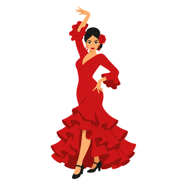 Free flamenco dancer red dress vector