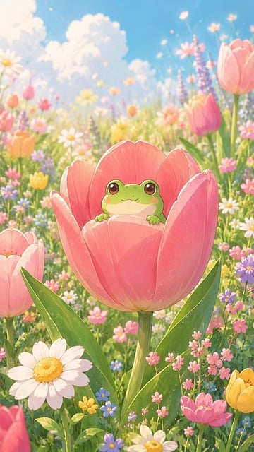Natura, Broască, Lalea, Floare