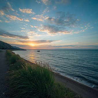 Free Coastal Sunset Sea photo and picture