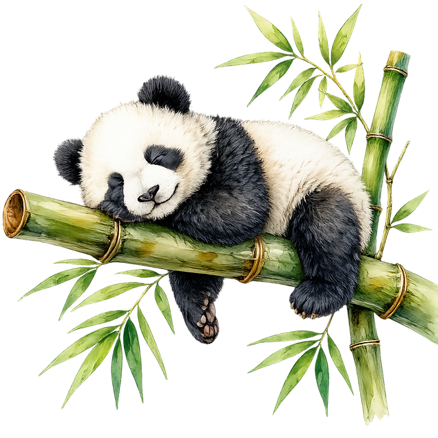 Free panda cub sleeping illustration