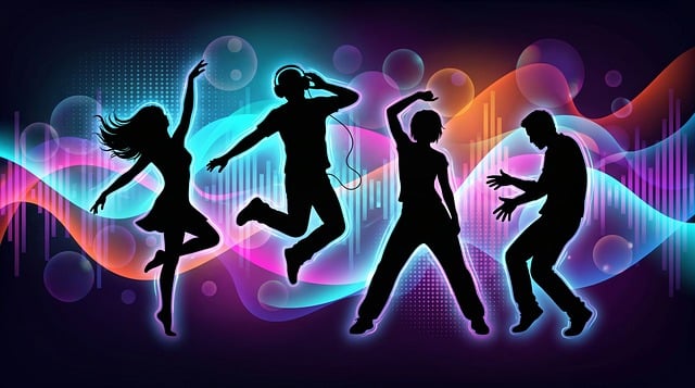 Tanz, Silhouette, Musik, Bunt, Party