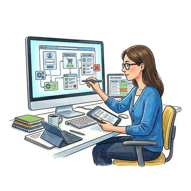 Free software test ux design flowchart illustration