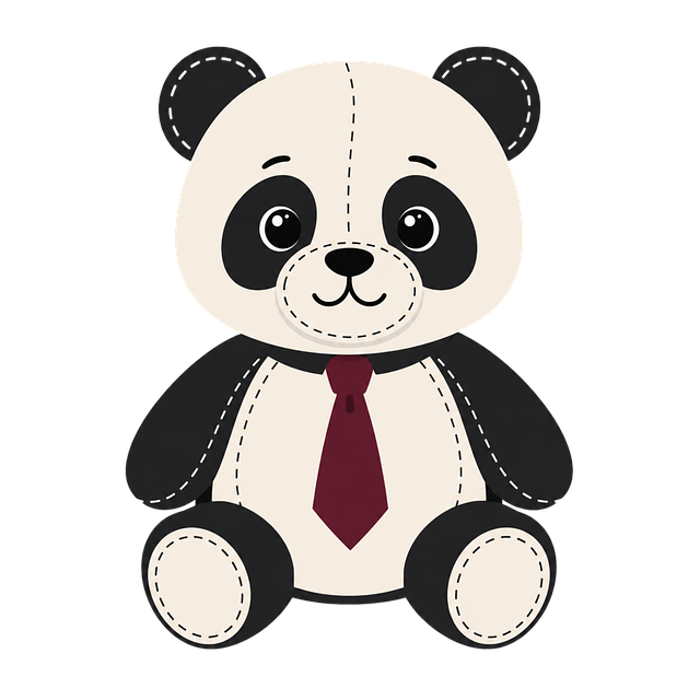 Free panda plush toy black white vector