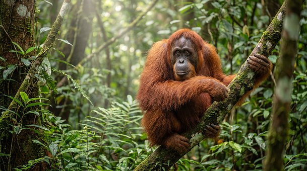 Orangutan, Džungle, Divoká Zvířata, Les