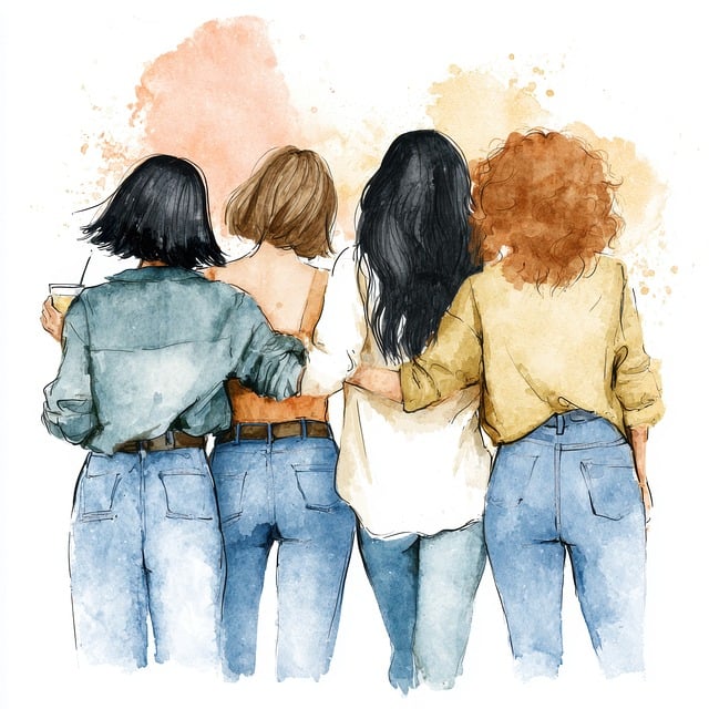Free friendship group woman illustration