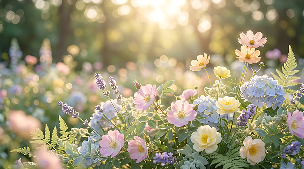 Blomster, Hage, Solskinn, Sommer, Natur