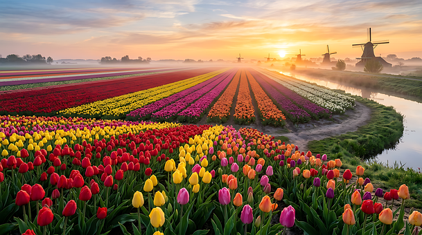 Tulipanmark, Vindmølle, Solnedgang
