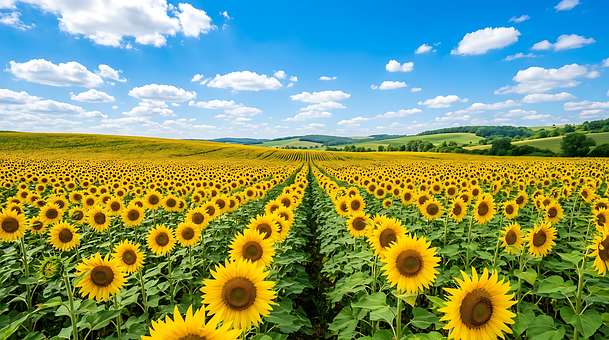 Solsikke, Felt, Sommer, Natur
