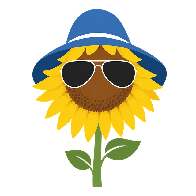 Free sunflower sunglasses blue hat vector