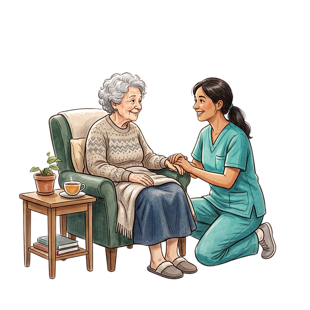 Free senior care home care caregiver illustration