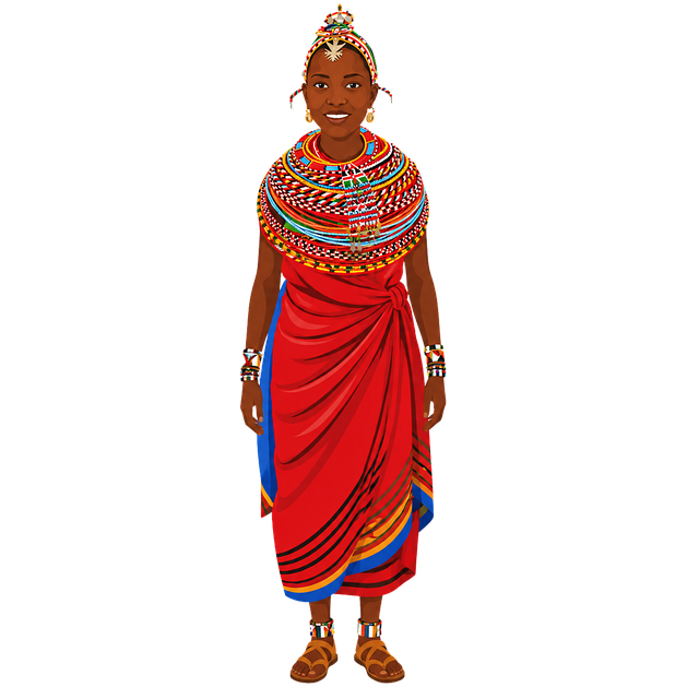 Free maasai traditional clothing red dress vector
