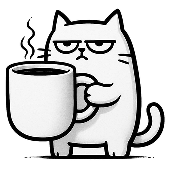 Kat, Krus, Kaffe, Sød, Illustration