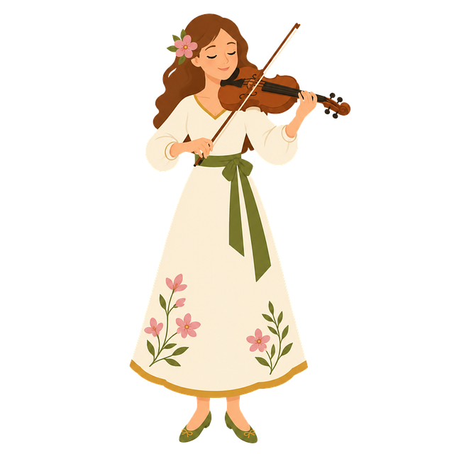 Free violinist musician beautiful flowers illustration