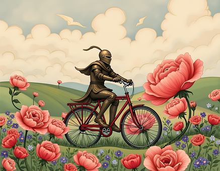 Ridder, Fiets, Natuur, Wolken, Pantser