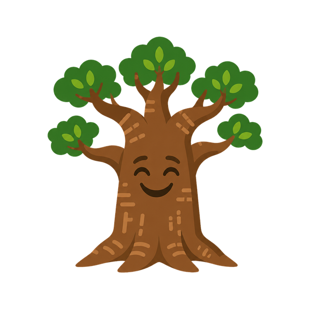 Free tree baobab cartoon animal vector