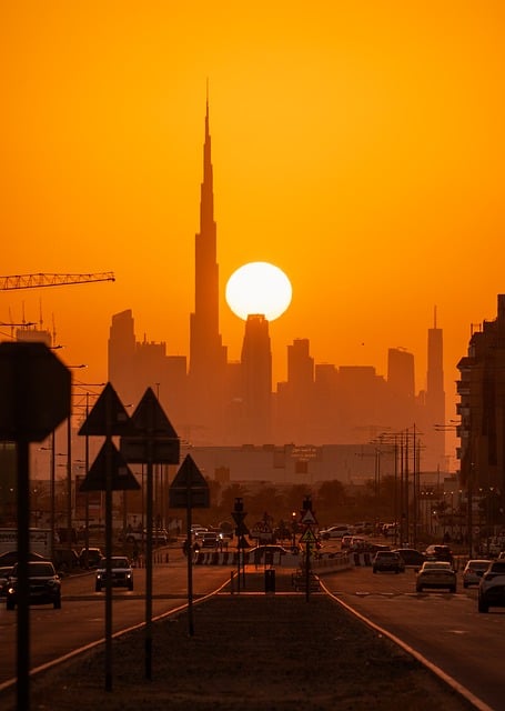 ดูไบ, ยูเออี, Burj Khalifa, พระอาทิตย์ตก
