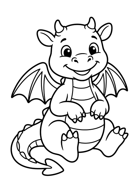 Free dragon drawing fantasy art line art illustration