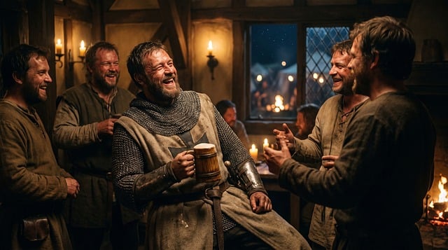 Free man tavern medieval illustration