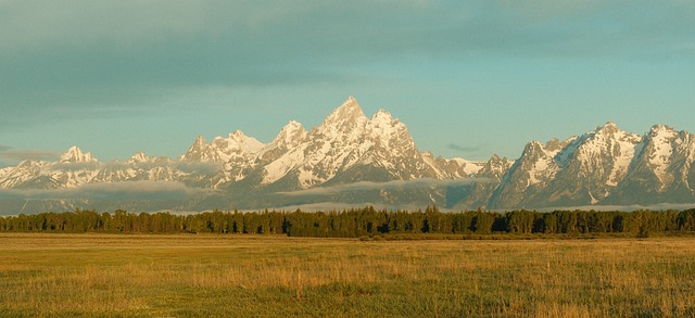 Tetons, Wyoming, Sua, Dimineaţă, Calmă