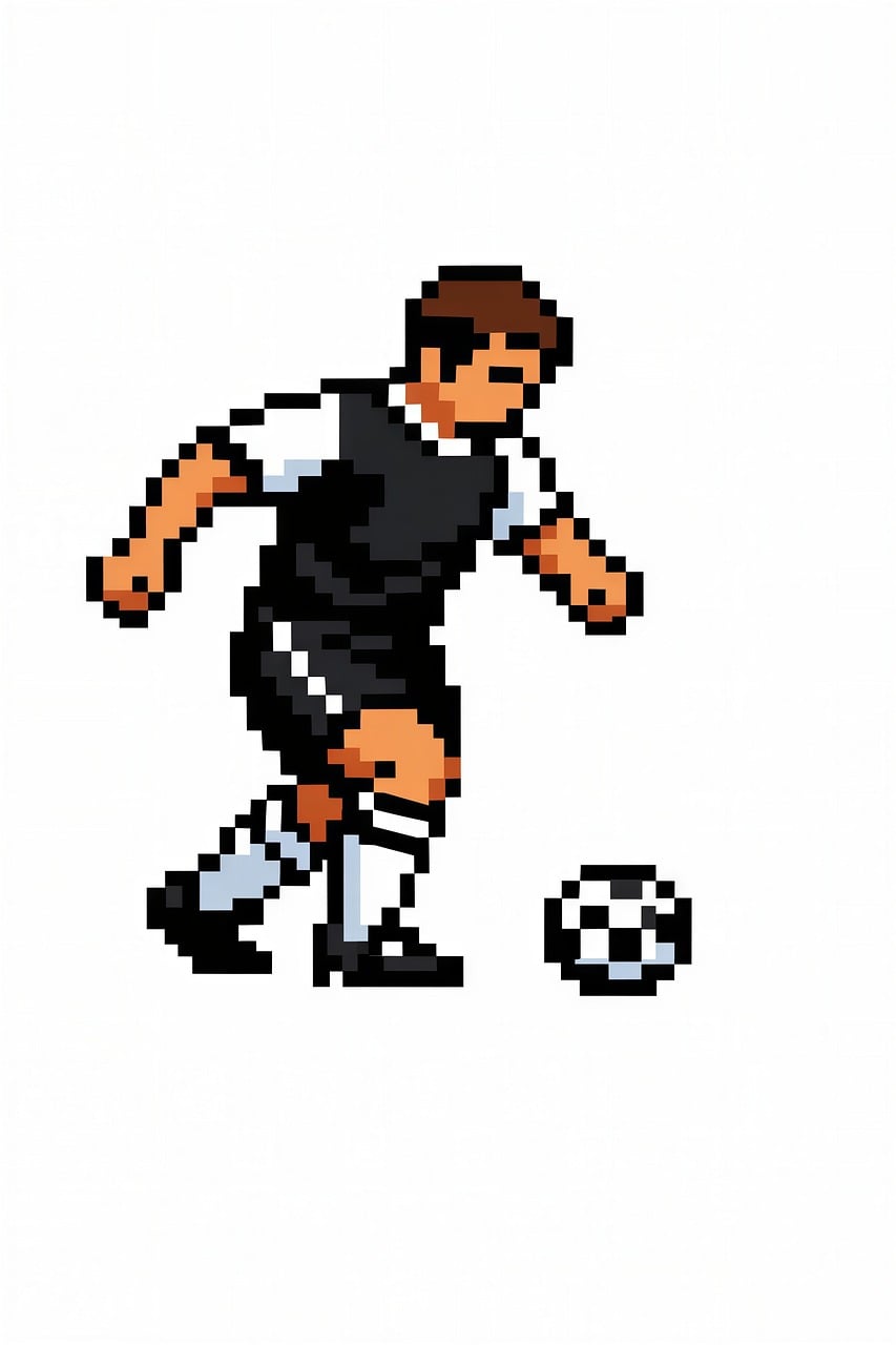 Download free HD stock image of Soccer Player Pixel Art Free soccer player pixel art black and white illustration