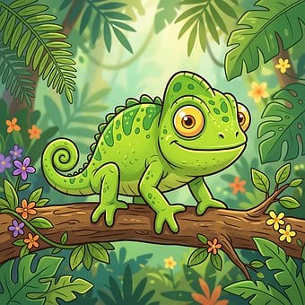 Free Chameleon Jungle illustration and picture