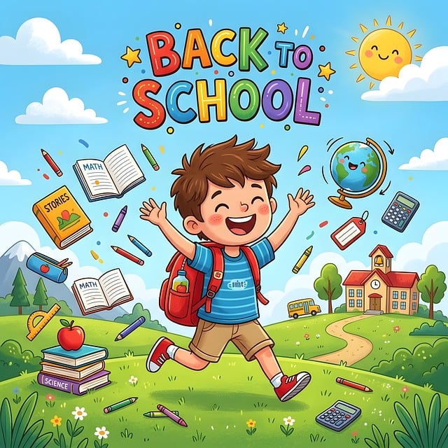 Free ai generated back to school cartoon illustration