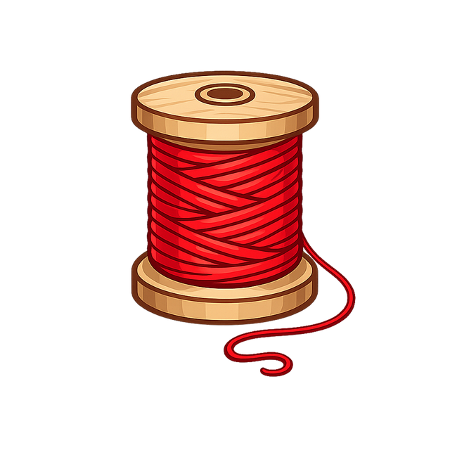 Free wooden spool red thread sewing vector