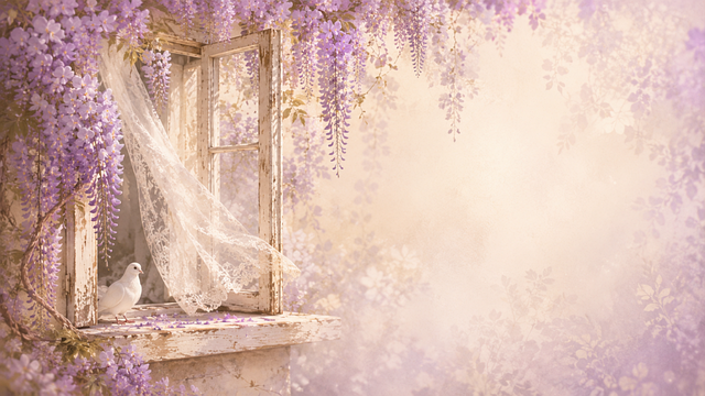 Free wisteria dove window illustration