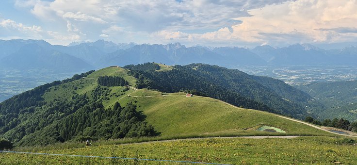 Berge, Pfad, Panorama, Szenische Ansicht
